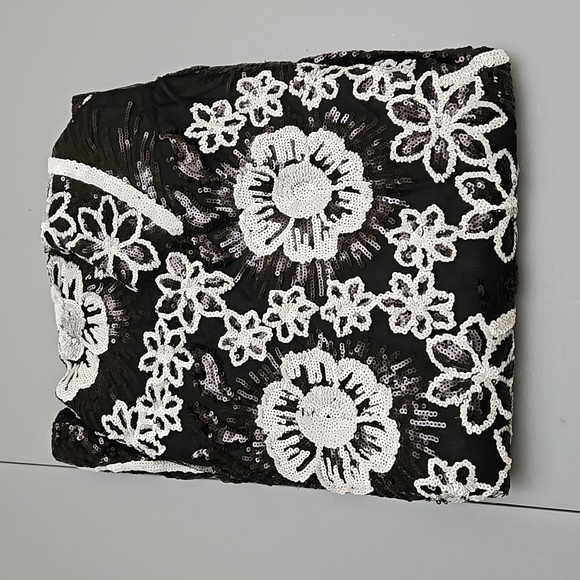 Black Sparkly Long Sleeve Short Sequin Dress - Picture 2 of 6